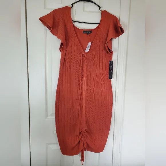 open lace back dress KaleaBoutique Drawstring Ruched Side Split Ribbed Midi Dress   KaleaBoutique.com